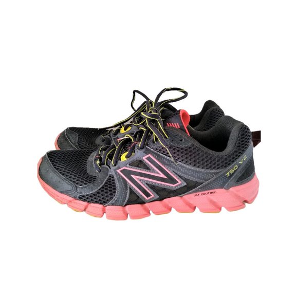 NEW BALANCE 750 V2 XLT FOOTBED BLACK and ORANGE MESH SZ 8 WOMEN'S SNEAKERS - Picture 1 of 8